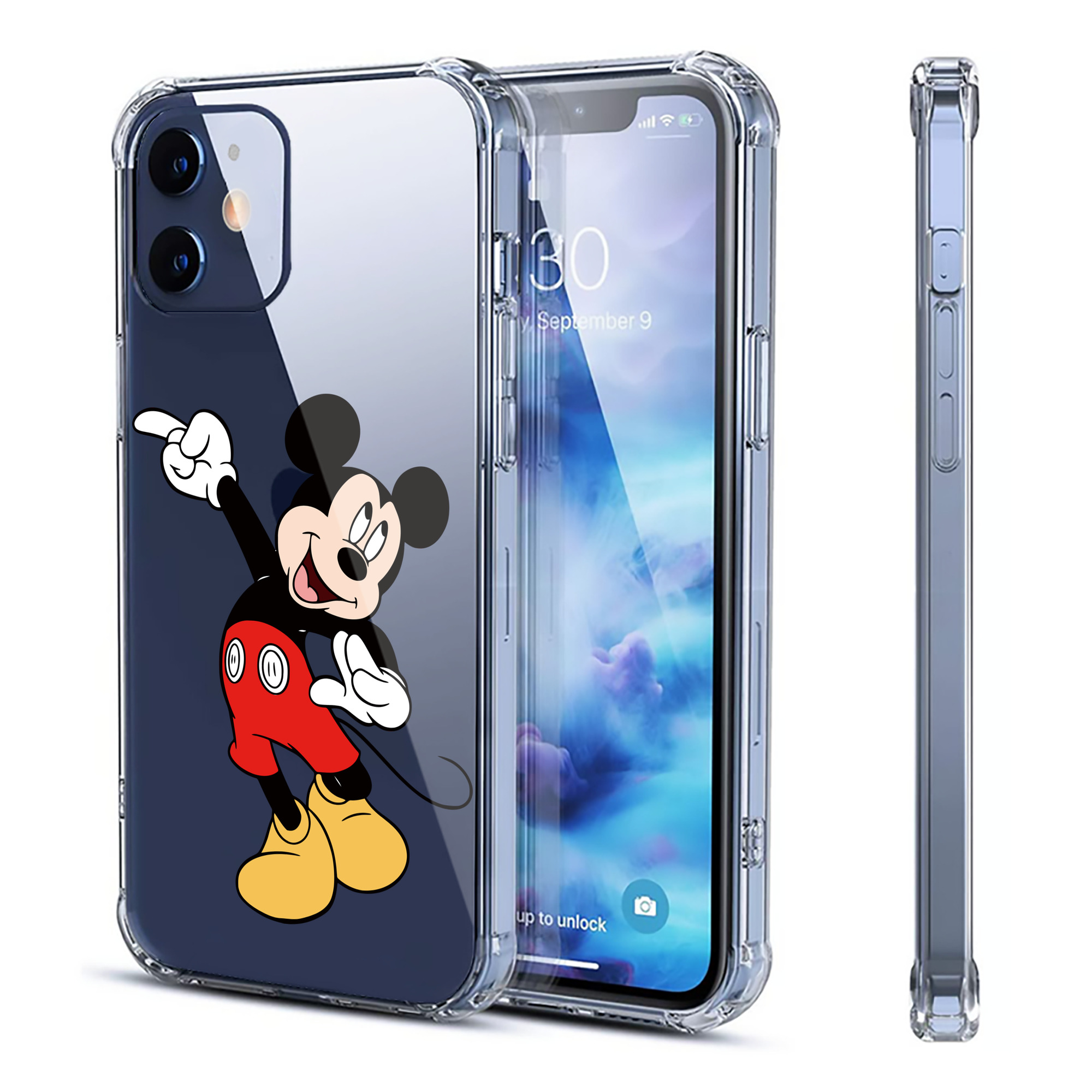 （画像用） ミッキーマウス Mickey Mouse 【iPhone 12シリーズ対応】透明スマホケース（クリアソフトケース）